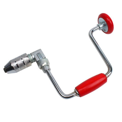 Hand Crank Brace Drill 12.8 Inch With 4 Jaw Chuck For Square End Bits Only Old School Woodworking Tool for DIY Carpenters