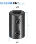 Beefy Rigid Shaft Coupling With Set Screws Five Eighths Inch Bore One And A Quarter Inch Outside Diameter Two Inch Length Black Oxide Steel
