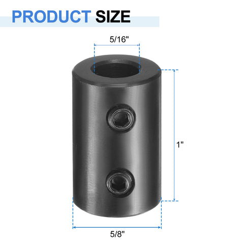 Beefy Rigid Shaft Coupling With Set Screws Five Eighths Inch Bore One And A Quarter Inch Outside Diameter Two Inch Length Black Oxide Steel