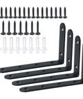 Heavy Duty L Shelf Brackets 5 By 3 Inch Badass Matte Black Floating Wall Mount Kit with screws and anchors included.