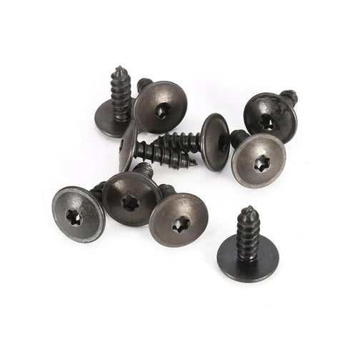 Close-up of Self Tapping Torx Screw Kit For Fender Liner And Splash Shield Mounts Engine Undertray Wheel Well And Grille Fasteners M5x16mm Bulk Pack Of 50 For Cars And SUVs Replacement Hardware