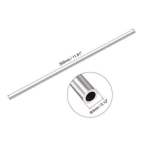 uxcell 304 stainless steel round tube, 3 mm OD, 0.5 mm wall, 300 mm length, set of 4