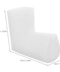 Epe Foam Corner Protectors Pack Of 12 White Lightweight Multi Purpose Edge Cushions for protection with dimensions and angles shown.