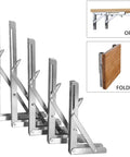 Heavy Duty Shelf Brackets 2 Pack 8 Inch Folding Wall Mount Supports Stainless Steel shown in open and folded position.