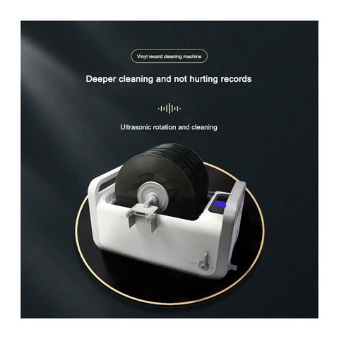 Heavy Duty Ultrasonic Cleaner With 410W Power And 7.5L Tank Crushes Grime Off Vinyl Records And Phonograph Discs, showing ultrasonic cleaning in action.