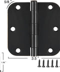 Six Pack Matte Black Interior Door Hinges Three Point Five Inch Round With Five Eighths Inch Radius Heavy Duty Hinges and screws