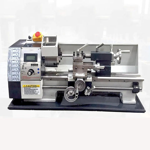 QYLTTDM 900W Mini Metal Lathe Machine, compact design for precision turning and drilling, equipped with variable speed.
