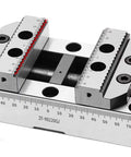 Detailed view of Heavy Duty Self Centering Vise Engineered For Top Shelf Cnc Machining Workflow with measuring scale and clamping jaws.