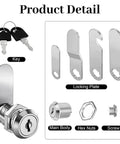 Six Sets Cam Lock Set For Cabinets With Two Keys And Four Lock Plates Fits Sixteen To Thirty Mm Glass Panels close-up view