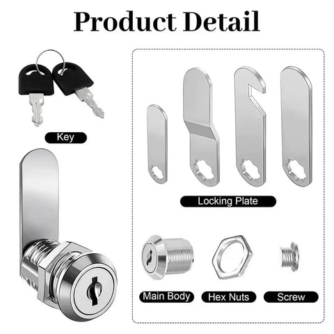 Six Sets Cam Lock Set For Cabinets With Two Keys And Four Lock Plates Fits Sixteen To Thirty Mm Glass Panels close-up view
