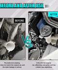 Before and after view of Windshield Washer Fluid Reservoir Cap Replacement For Chevy Buick Cadillac GMC, installed cap.