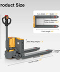 ApolloLift Heavy Duty Electric Pallet Jack 4400 Lb Capacity with 48 X 27 Forks Size Diagram and Dimensions