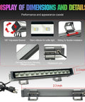 Wash Light Bar 45W RGBW DJ Stage Lights With Smart App Control Waterproof 36 LED Wall Washer dimensions and installation details.