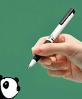 Hand holding one pen from Three Panda Pattern Gel Ink Pens Set With All Black Ink 0.5mm Fine Point Comfortable Soft Grip ABS Pens