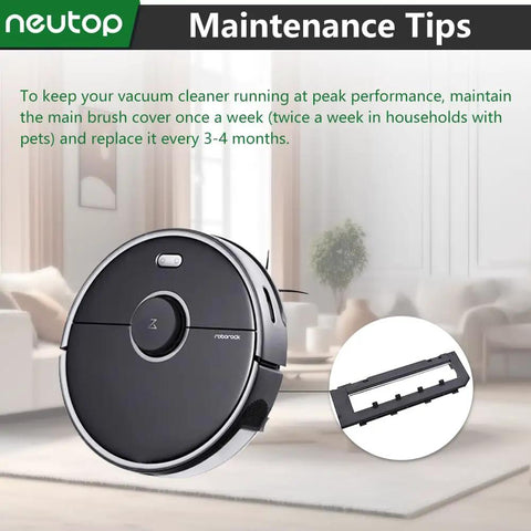 Replacement Brush Covers Guards For Roborock S7 S7 Plus S7 MaxV Ultra shown with vacuum in living room