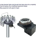 Rock Solid CNC Hollow Rotary Platform With 360 Degree Motorized Indexing Table showing hollow design for reduced wiring complexity.
