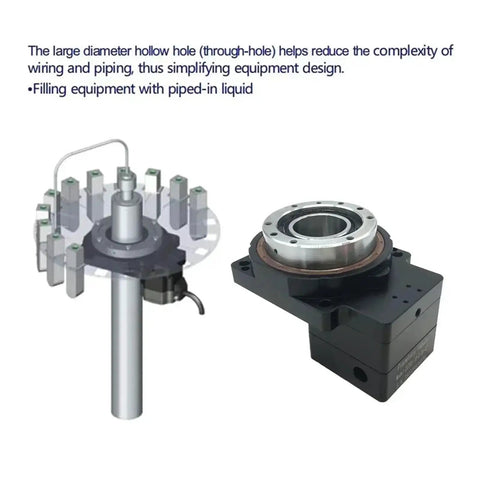 Rock Solid CNC Hollow Rotary Platform With 360 Degree Motorized Indexing Table showing hollow design for reduced wiring complexity.