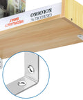 16 Pcs Stainless Steel L Bracket Set With 64 Screws, 90 Degree Right Angle Corner Braces installed under a wooden shelf