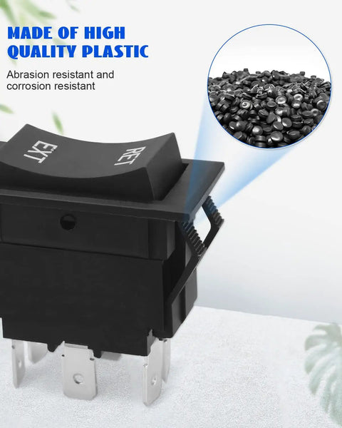 Beefed Up 30 Amp DPDT Momentary Rocker Switch with high-quality plastic, 6 pin control, visible abrasion and corrosion resistance material