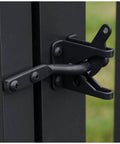 2 Pack Gate Latch For Wooden Fences, Gravity Self Locking, Heavy Duty Stainless Steel Hardware Kit installed on gate