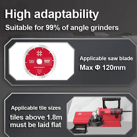 Badass Pro Level Electric Tile Chamfering Machine with a 120mm saw blade, suitable for various tile sizes and angles.