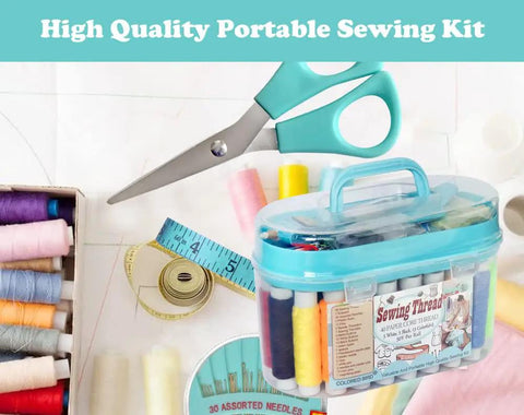 40 Colorful Spools Of Polyester Sewing Thread In A Portable Gift Box Kit For Beginners And Travelers Emergency Repairs On The Go With Basic Accessories Like Needles Bobbins Thimble And Quick Guide For Easy Start