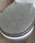 Rock Solid Soft Close Toilet Seat Heavy Duty Resin U Shape Bathroom Seat Slam Free Lid With Zero Hassle Quick Release Hinges And Super Easy Top Mount Setup, glitter finish.