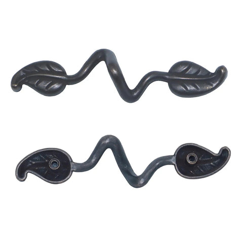 Six Pack Bronze Leaf Shape Drawer Pulls With Three Inch Center For Vintage Style Cabinets Retro Vibe zinc alloy handles