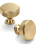 10 Pack Champagne Bronze Cabinet Knobs And Knurled Aluminum Drawer Pulls For Dresser And Cabinet Doors The Go To Hardware Upgrade For Kitchen And Bath, showing two bronze knobs with knurled design.
