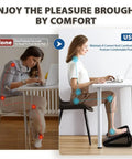 Comparison of poor posture and correct posture with Six Height Adjustable Under Desk Foot Rest For Work Go To Ergonomic Foot Stool