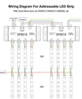 Wiring diagram for SPI Signal Amplifier Repeater for addressable LED strips and dream color panels showing 4/8 channel setup.