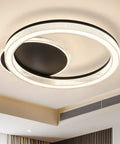 White Finish Modern Flush Mount Circle Ring LED Ceiling Light With Three Color Temperature Settings for Living Room Bedroom and Restaurant