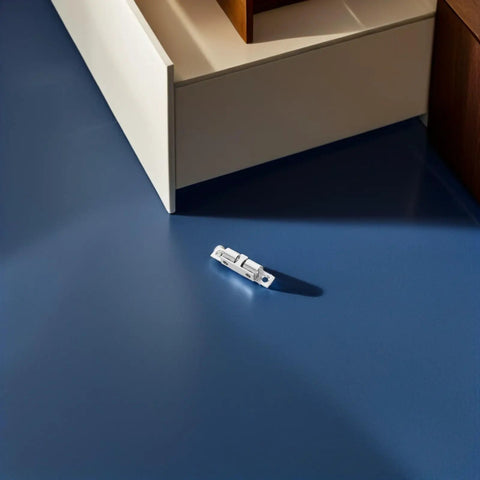 Copper Ball Door Catch Cabinet Latch Hardware Set 50mm Silver Roller Catch 4 Pack on blue background