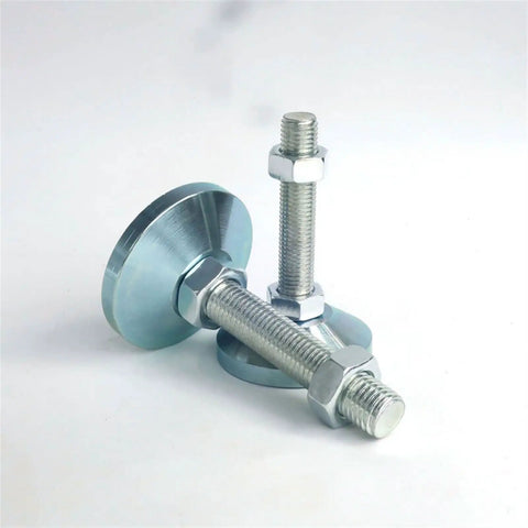Beefy 4 Leveling Feet With M16 Galvanized Screws Chrome Ground Plate Adjustable Nut And Secure Buckle Anti Slip Vibration Reduction For Uneven Floors Easy Install Deep Threads And Even Pressure, chrome base