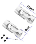 Front view of Vgoohobby metal universal rotatable steering shaft U-joint couplers for 3.17–4mm shafts with M3 screws