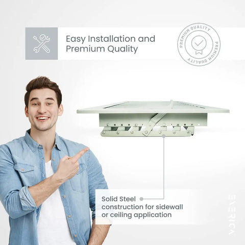16x8 All Steel Adjustable AC Heating HVAC Vent Air Register Diffuser For Ceiling Or Wall Installation White Finish