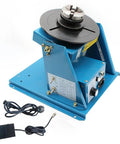 Heavy Duty Rotary Welding Positioner With 180 Millimeter Tilt Table For Smoke Metal Flanges And Steel Pipes Under Ten Kilos, side view with foot pedal and wiring.