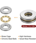 Miniature thrust ball bearing set F5-12M, 4 pcs, 5mm bore, 12mm OD, 4mm thick, chrome steel with brass cage and washers