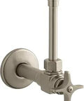 One Half Inch Angle Supply With Stop And Cross Handle For Faucets, solid brass, corrosion resistant, vertical tube shown.