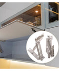 Lift Up Hinge Flap Support Pair With Adjustable Opening Angle for cabinet showing metal hardware in use