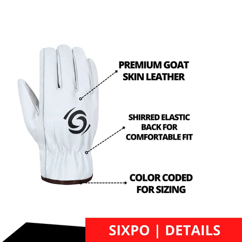 Single glove from Beefy Goat Skin Leather Work Gloves Pack Of 12 Pairs For Men And Women Cut Resistant 1 mm Thick Leather.