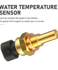 Direct Fit Premium Brass Coolant And Oil Temperature Sensor Straight Swap Setup showing brass construction and connector.