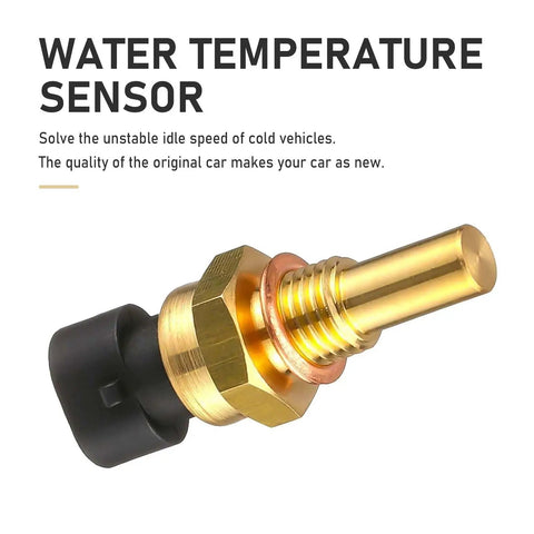 Direct Fit Premium Brass Coolant And Oil Temperature Sensor Straight Swap Setup showing brass construction and connector.