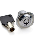 Beefy Zinc Alloy Cam Lock For Locker And Cabinet, Cylindrical Keyed Lock With 23mm Bore shown with key