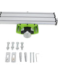 Pro Grade Precision Cross Slide Table Mini Compound Drilling Bench Featuring Smooth Adjustable Dovetail Slots Rock Solid Milling Worktable with aluminum rail and hardware.