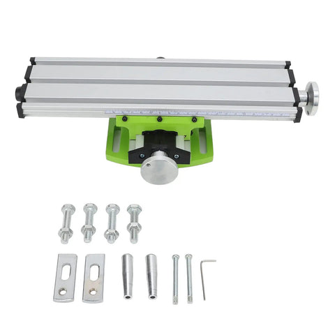 Pro Grade Precision Cross Slide Table Mini Compound Drilling Bench Featuring Smooth Adjustable Dovetail Slots Rock Solid Milling Worktable with aluminum rail and hardware.