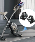9/16 Inch Spindle Bike Pedals With Straps Replacement For Indoor Cycling shown on stationary bike setup