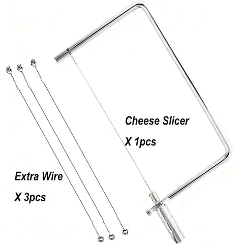 Top Shelf Seven Inch Cheese Slicer Kit With Copper And Stainless Steel Build Including Three Extra Wires, includes 1 cheese slicer and 3 extra wires.