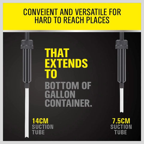 Hand Transfer Fluid Pump For Transmission Gear Oil And Differential Fluids with 14cm and 7.5cm suction tubes for gallon containers.