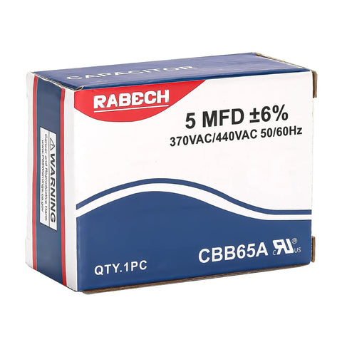 Box packaging for 5uF Oval Run Start AC Capacitor CBB65A 370V 450V For Air Conditioners 50 60Hz Replacement Part